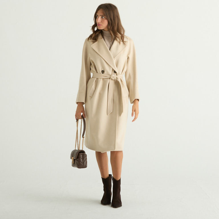 Maxmara cappotto resina in pura lana burro