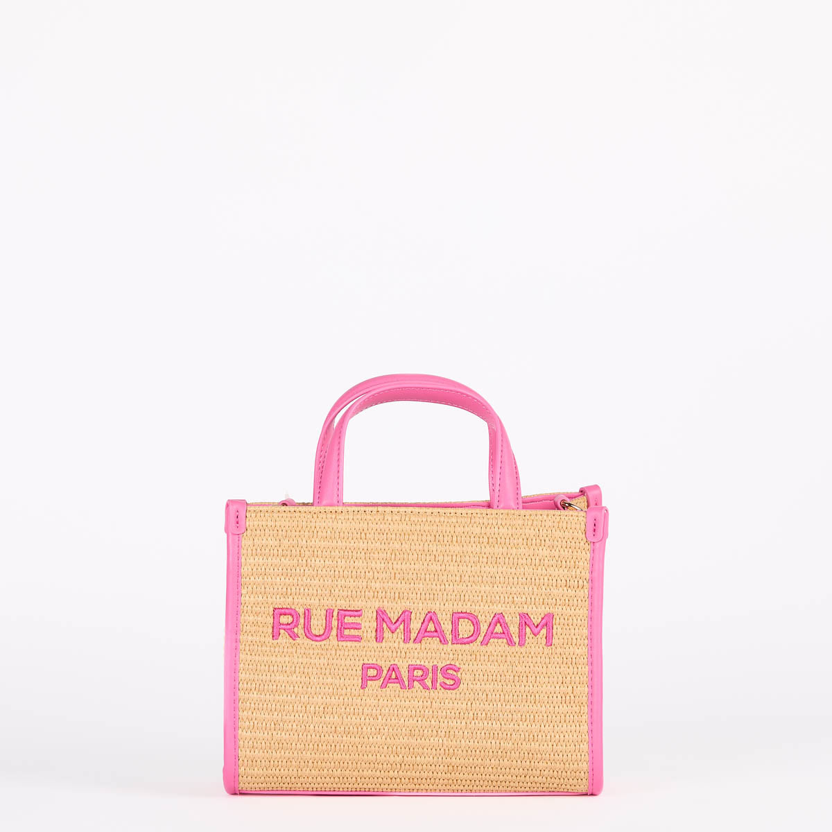 Rue Madam summer mini tote raffia beige fuxia