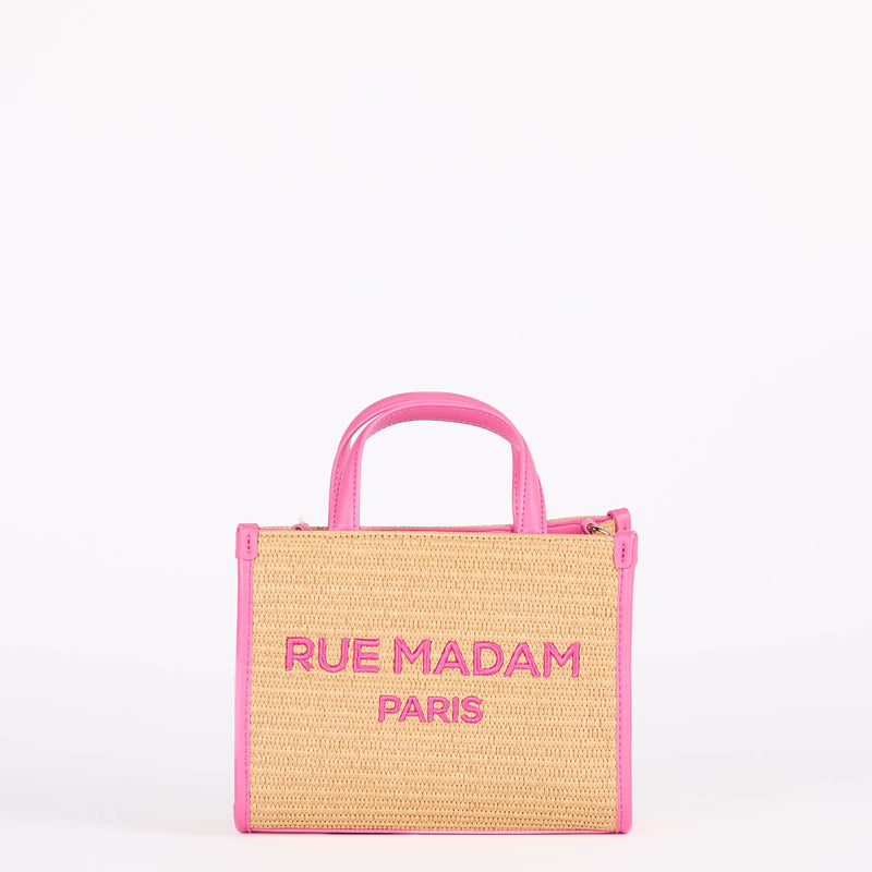 Rue Madam summer mini tote raffia beige fuxia
