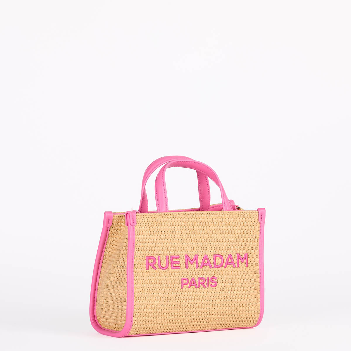 Rue Madam summer mini tote raffia beige fuxia