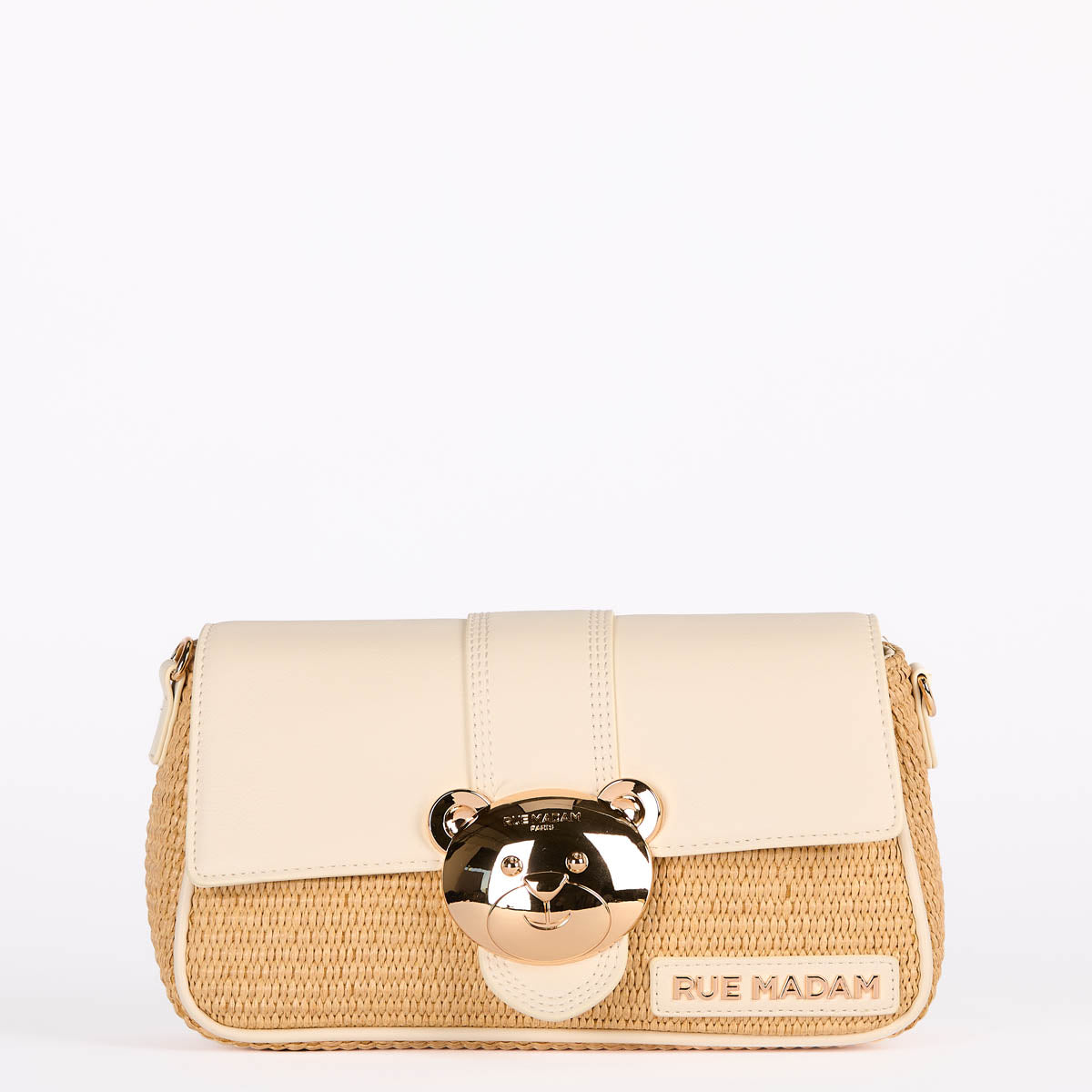 Rue Madam teddy bag raffia beige panna