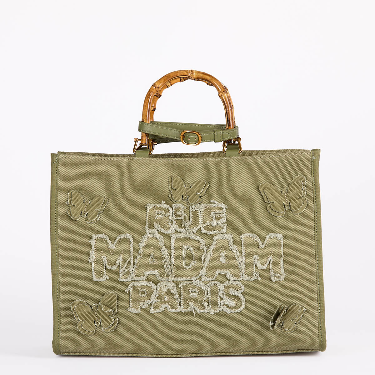 Rue Madam butterfly tote canvas verde