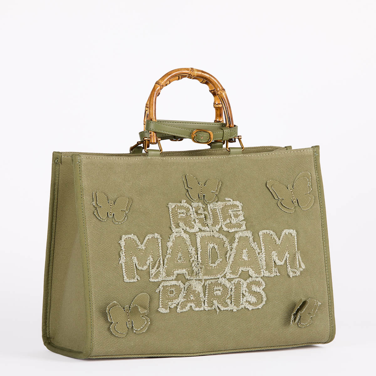 Rue Madam butterfly tote canvas verde