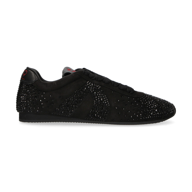 Massimo Santini sneaker Siri camoscio strass nera