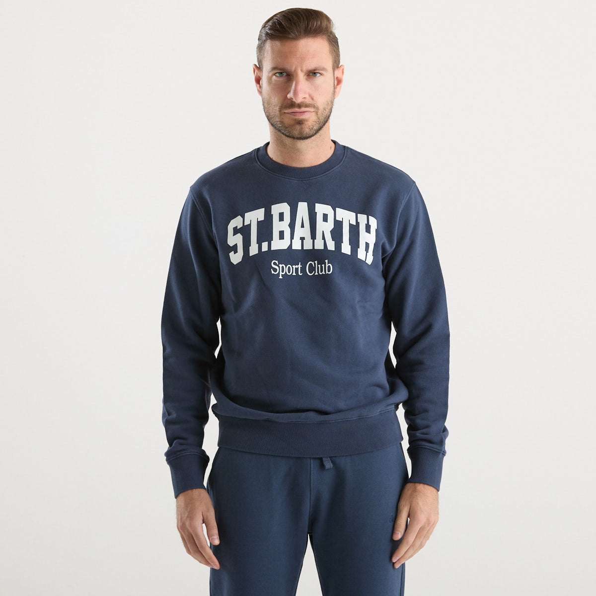 Mc2 Saint Barth felpa logata in tessuto blu