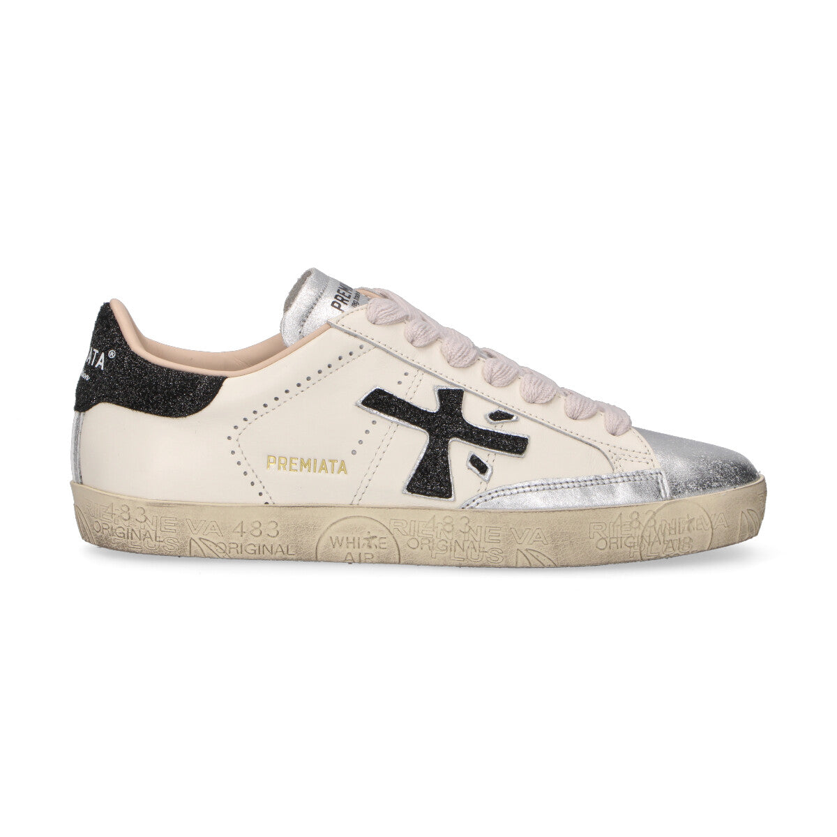 Premiata sneaker Stevend bianca laminata