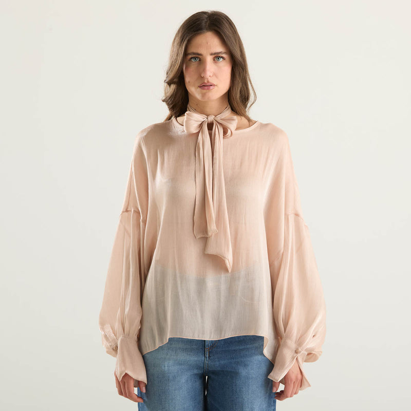 Souvenir camicia con fiocco cipria