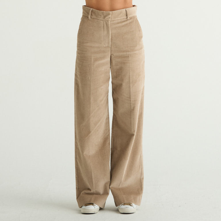 Maxmara pantalone tania in velluto beige