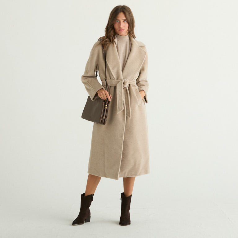 Maxmara cappotto tempera in lana e alpaca beige