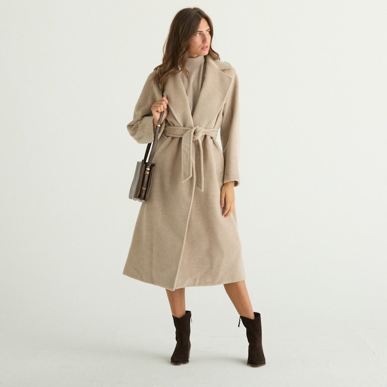 Maxmara cappotto tempera in lana e alpaca beige
