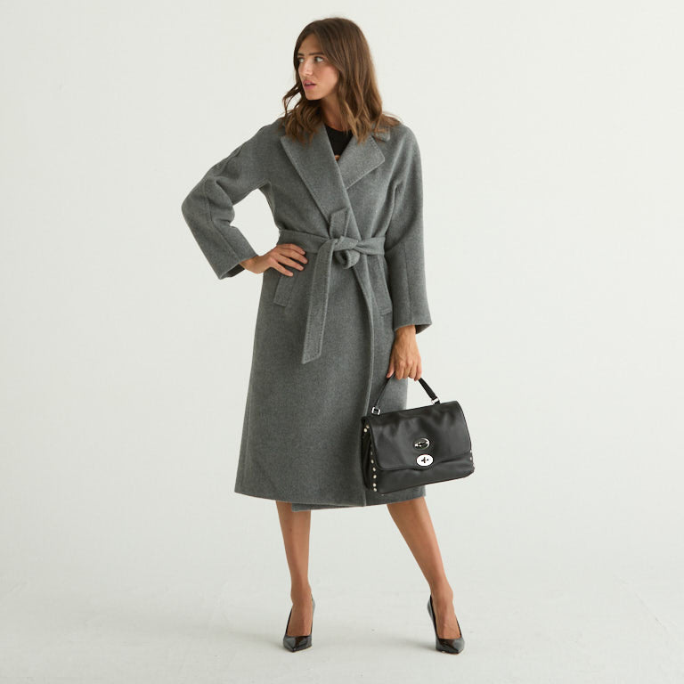 Maxmara cappotto tempera in lana e alpaca grigio