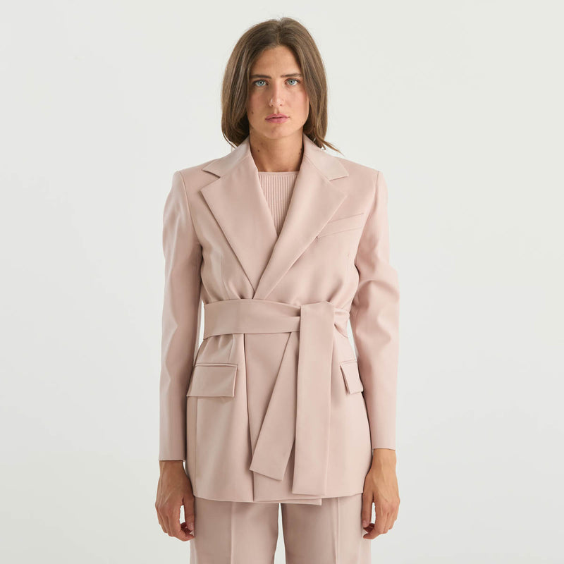 MaxMara giacca con fusciacca in tessuto rosa