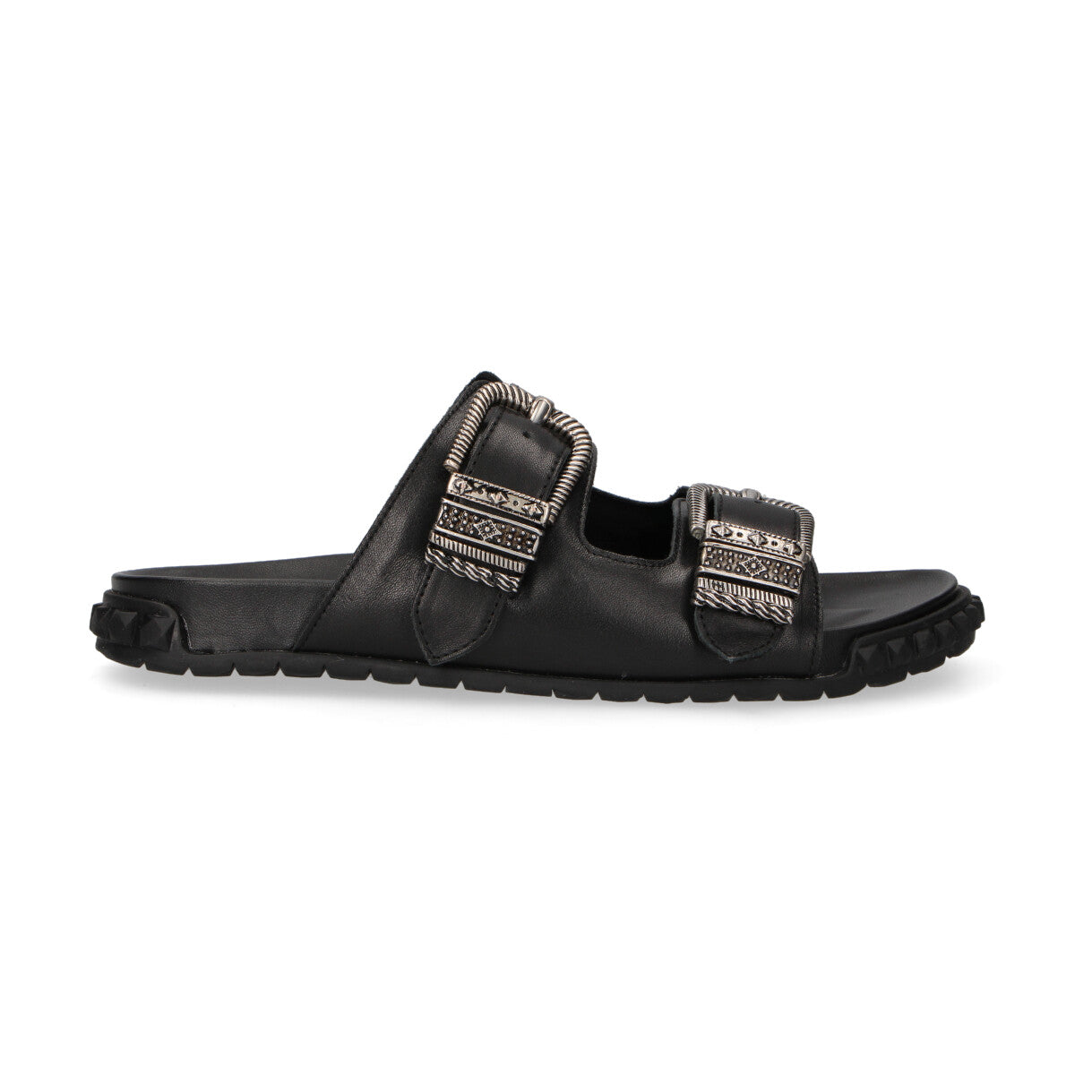 Ash ciabatta Twister con fibbie in pelle nera