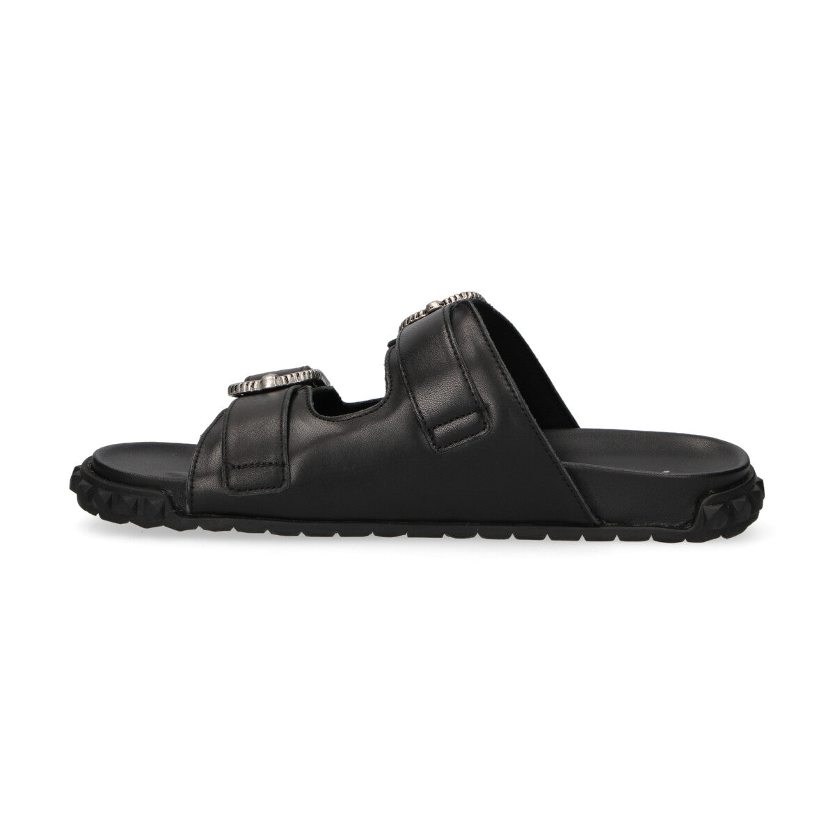 Ash ciabatta Twister con fibbie in pelle nera