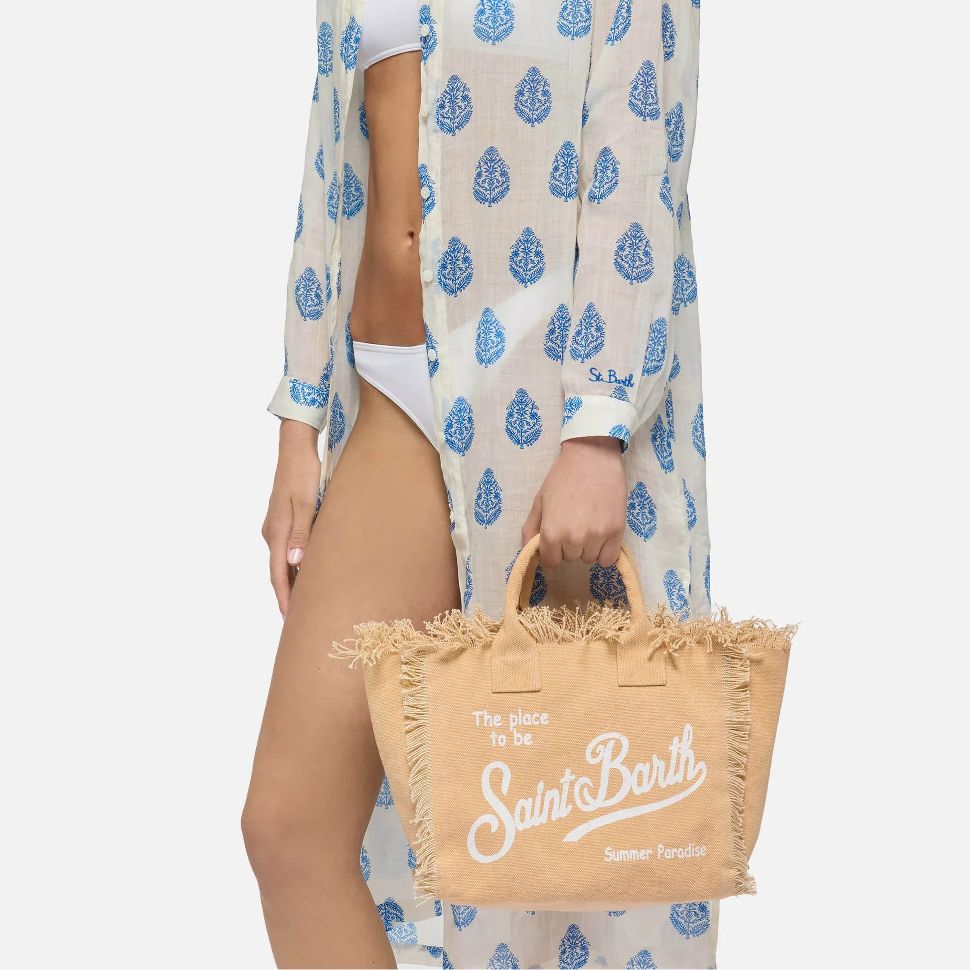 Mc2 Saint Barth borsa Colette in tessuto beige
