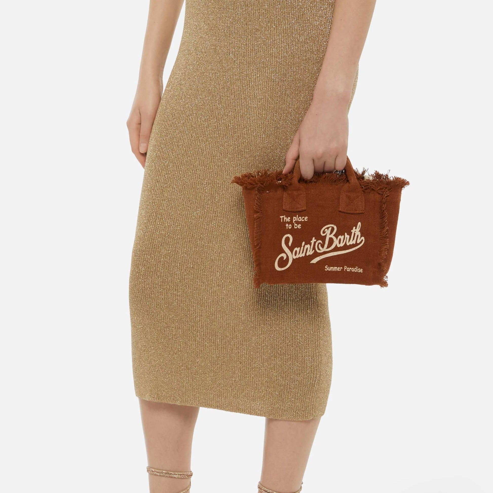 Mc2 Saint Barth borsa vanity mini linen marrone