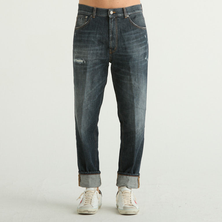 Dondup jeans paco con abrasioni denim scuro