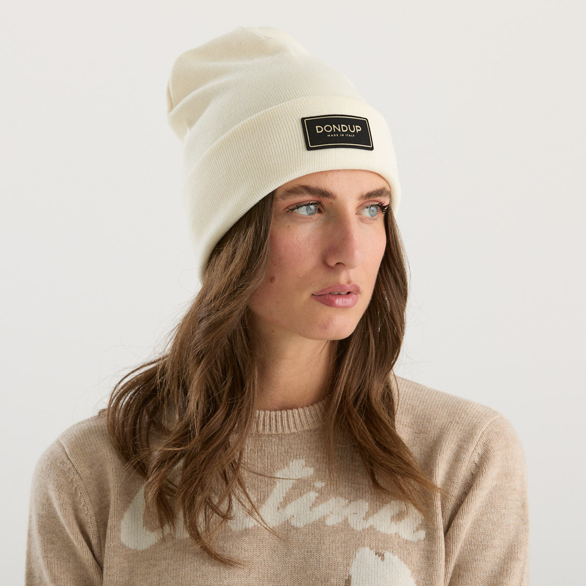Dondup berretto logato panna