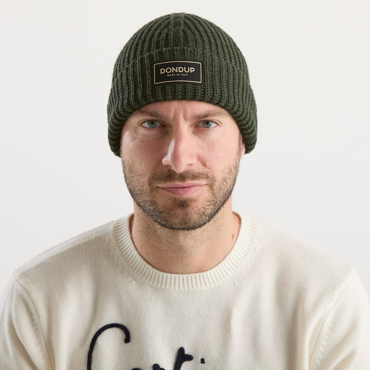 Dondup berretto logato a coste verde