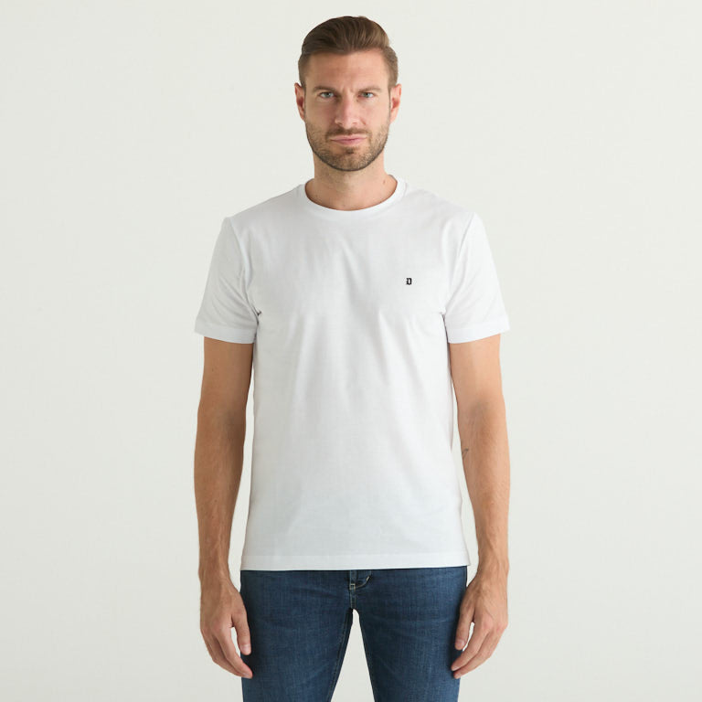 Dondup t-shirt basic con logo in tessuto bianco