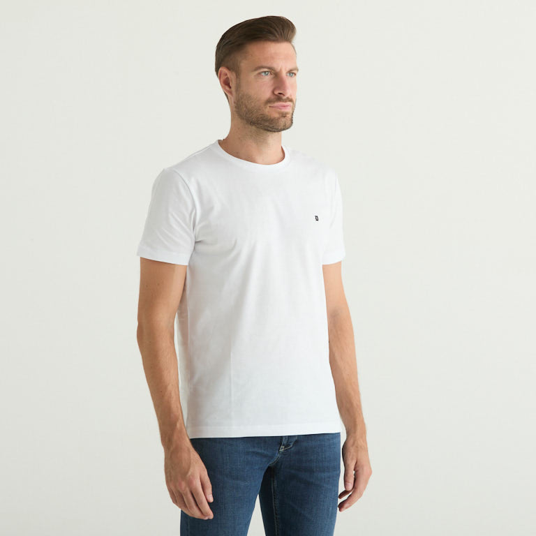 Dondup t-shirt basic con logo in tessuto bianco