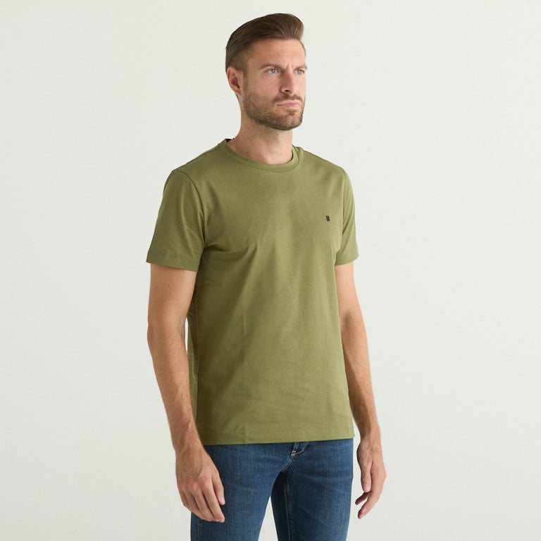 Dondup t-shirt basic con logo in tessuto verde
