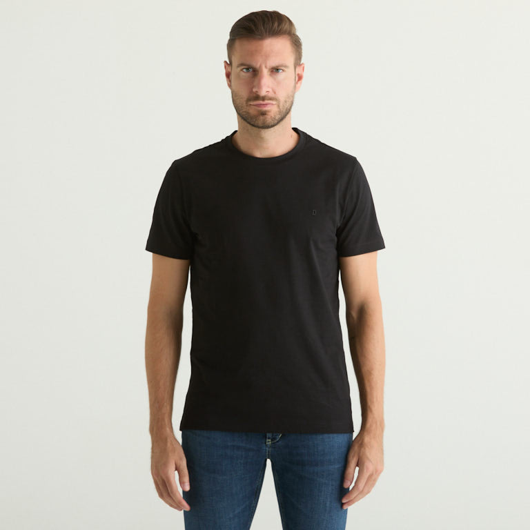 Dondup t-shirt basic con logo in tessuto nero