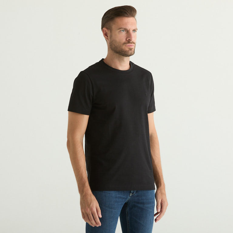 Dondup t-shirt basic con logo in tessuto nero