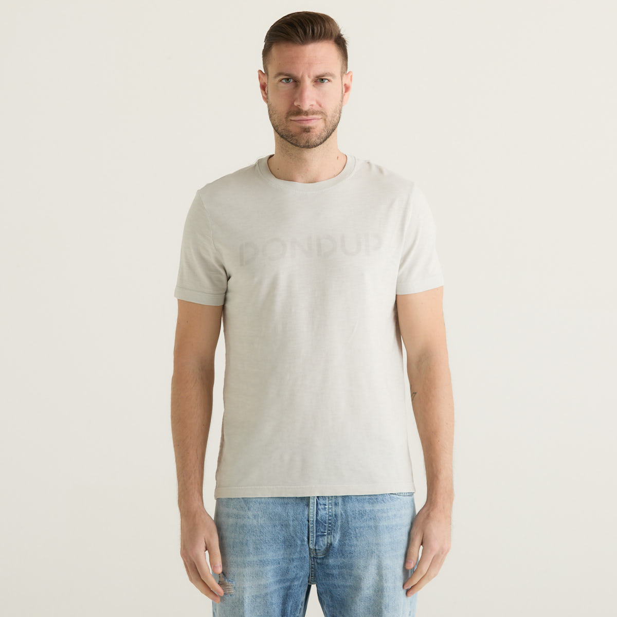 Dondup t-shirt basic tessuto grigio