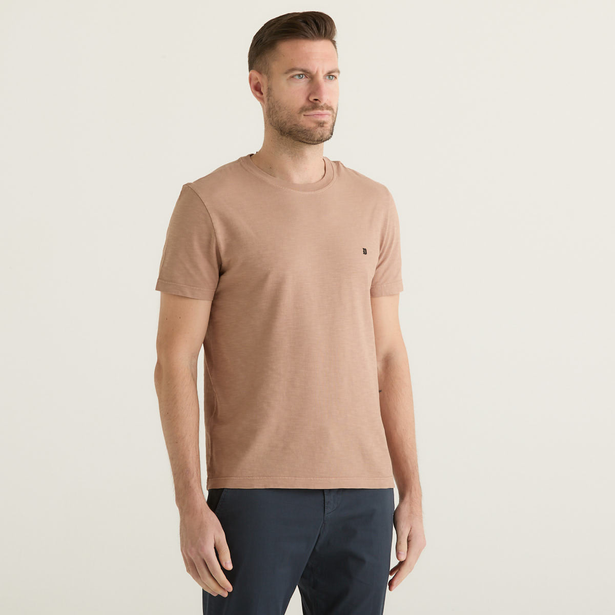 Dondup t-shirt basic in tessuto nocciola