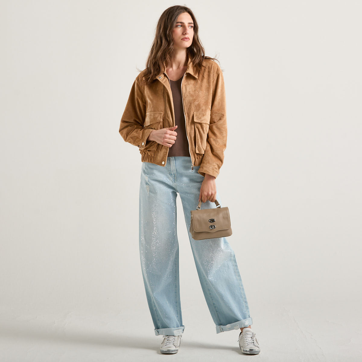 Philia Loft bomber effetto camoscio cammello