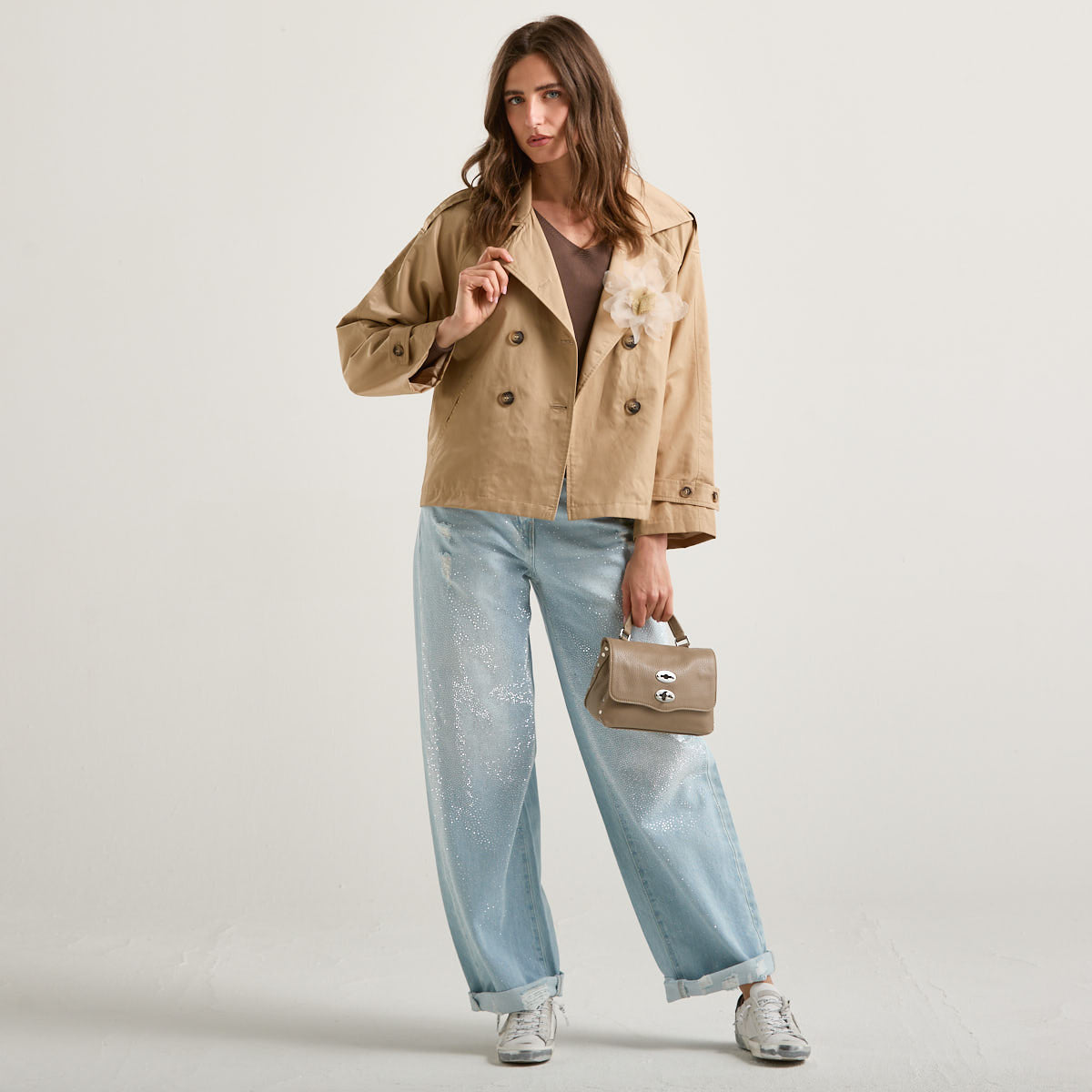Philia Loft trench corto in tessuto beige