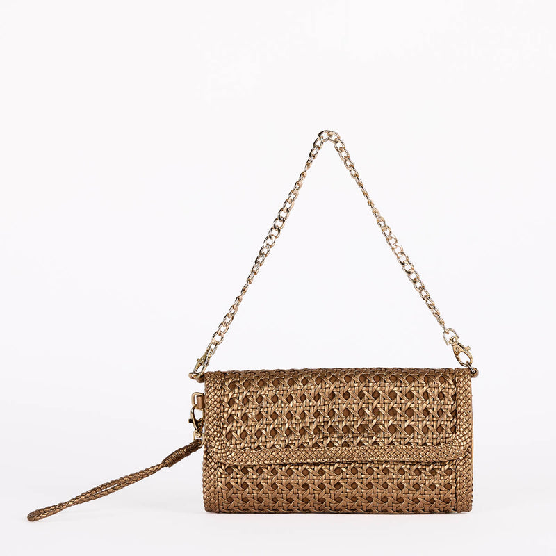 Pons Quintana pochette in pelle intrecciata bronzo
