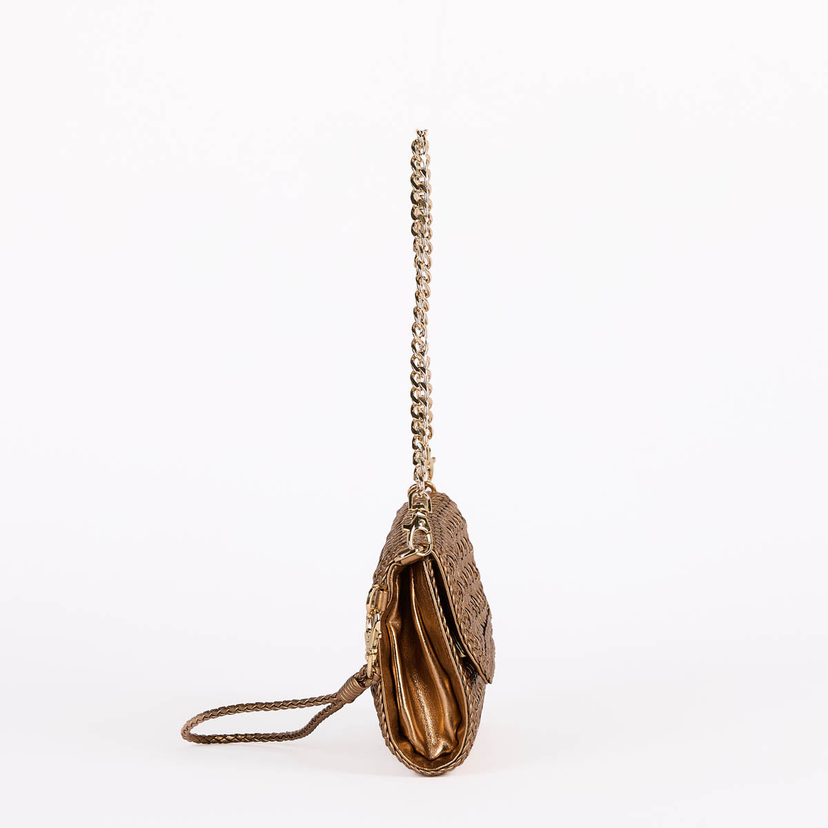 Pons Quintana pochette in pelle intrecciata bronzo