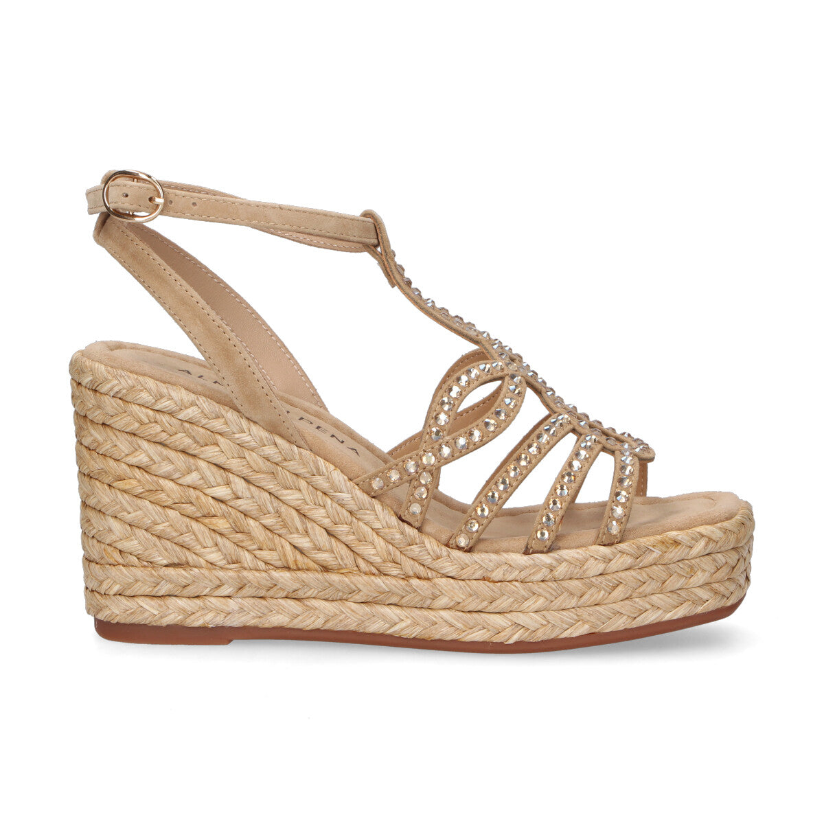 Alma En Pena sandalo zeppa camoscio sabbia