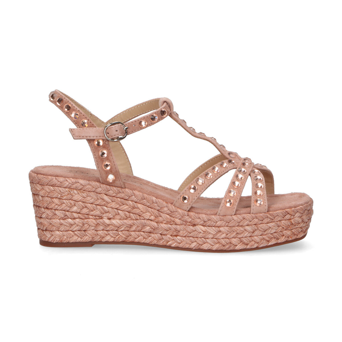 Alma En Pena sandalo con zeppa camoscio rosa