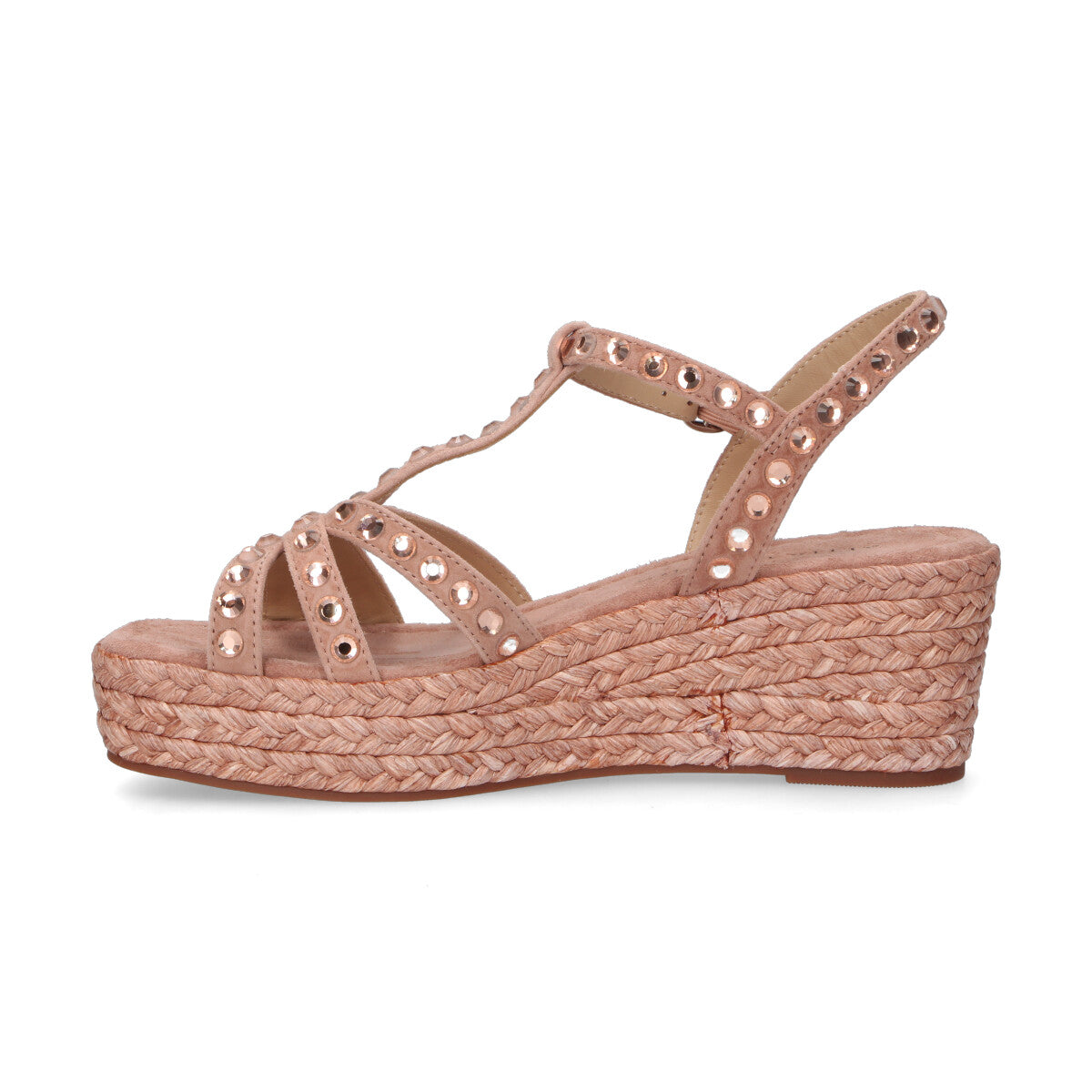 Alma En Pena sandalo con zeppa camoscio rosa