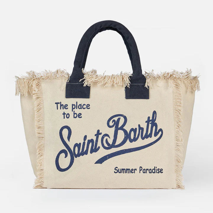 Mc2 Saint Barth borsa Vanity in tessuto beige blu