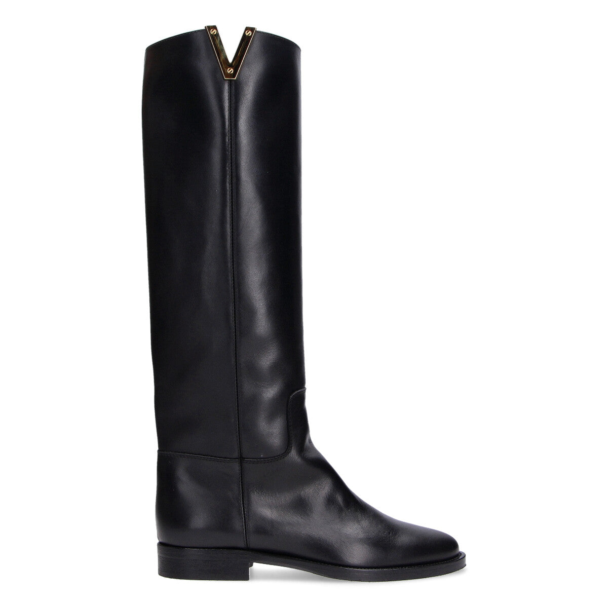 Via Roma 15 stivale no alzatacco V oro pelle nera