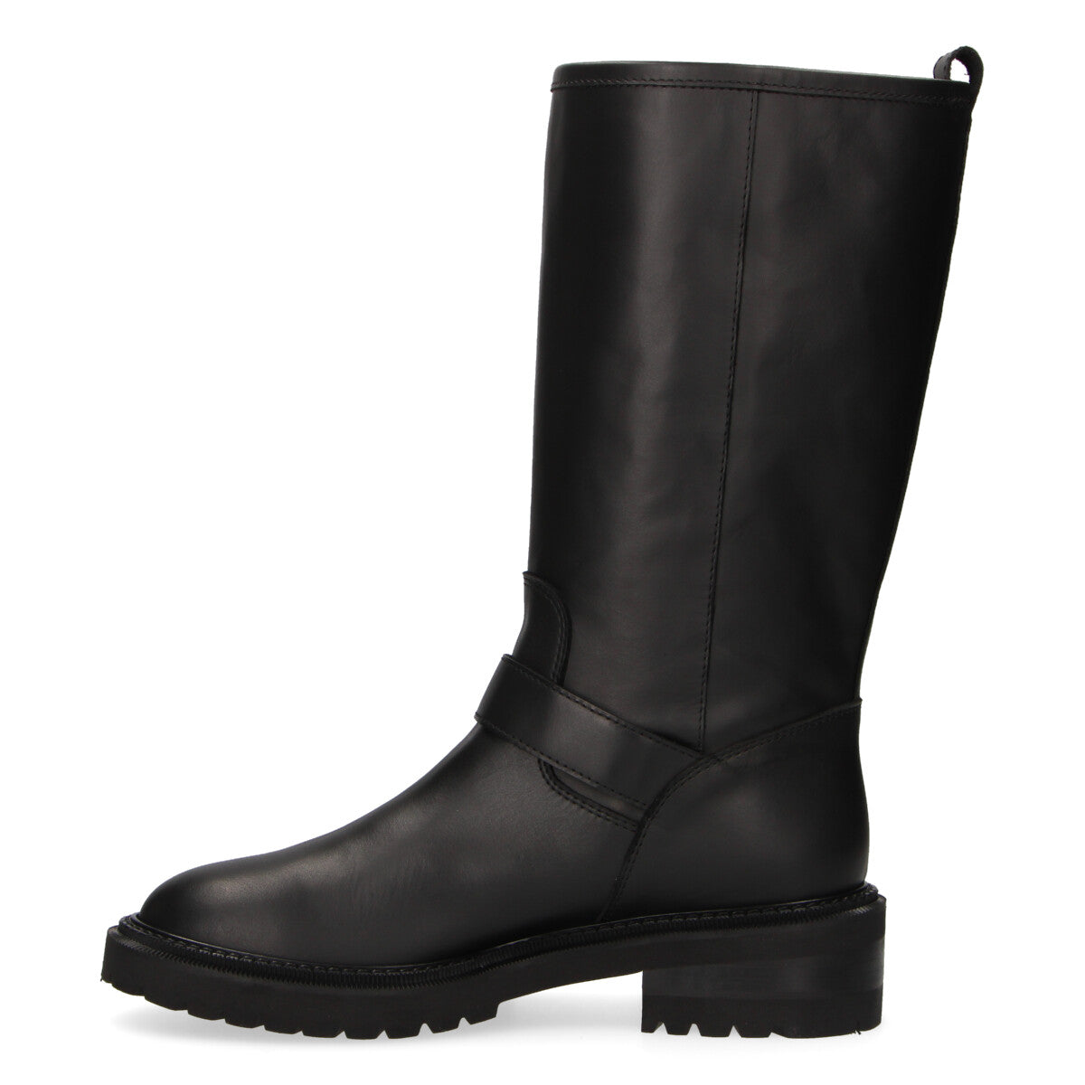 Via Roma 15 stivale biker nero fibbie argento