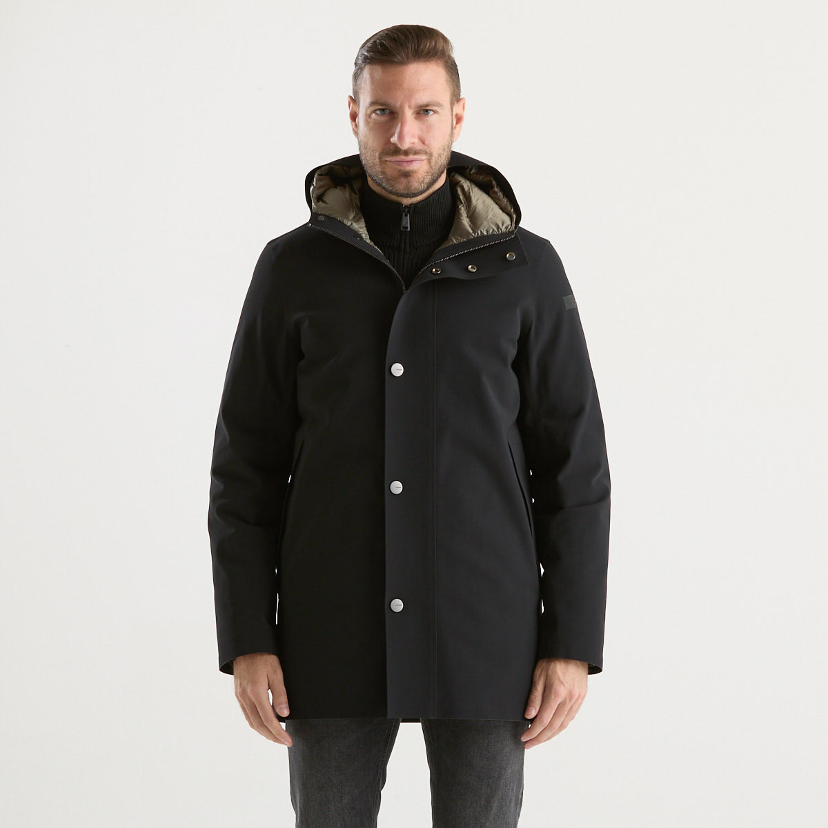 Rdd parka con cappuccio in tessuto tecnico nero