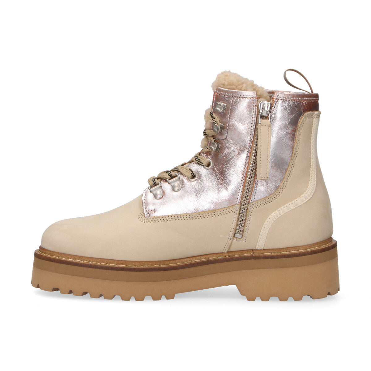 Woolrich Anfibi Main in pelle argento nabuk beige