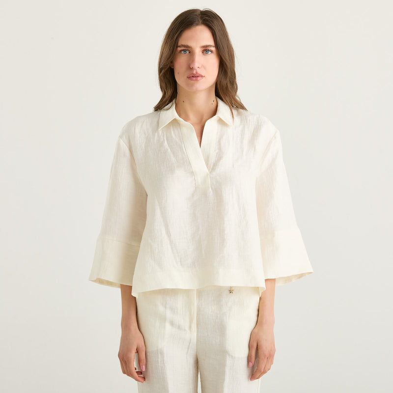 Souvenir camicia in lino panna