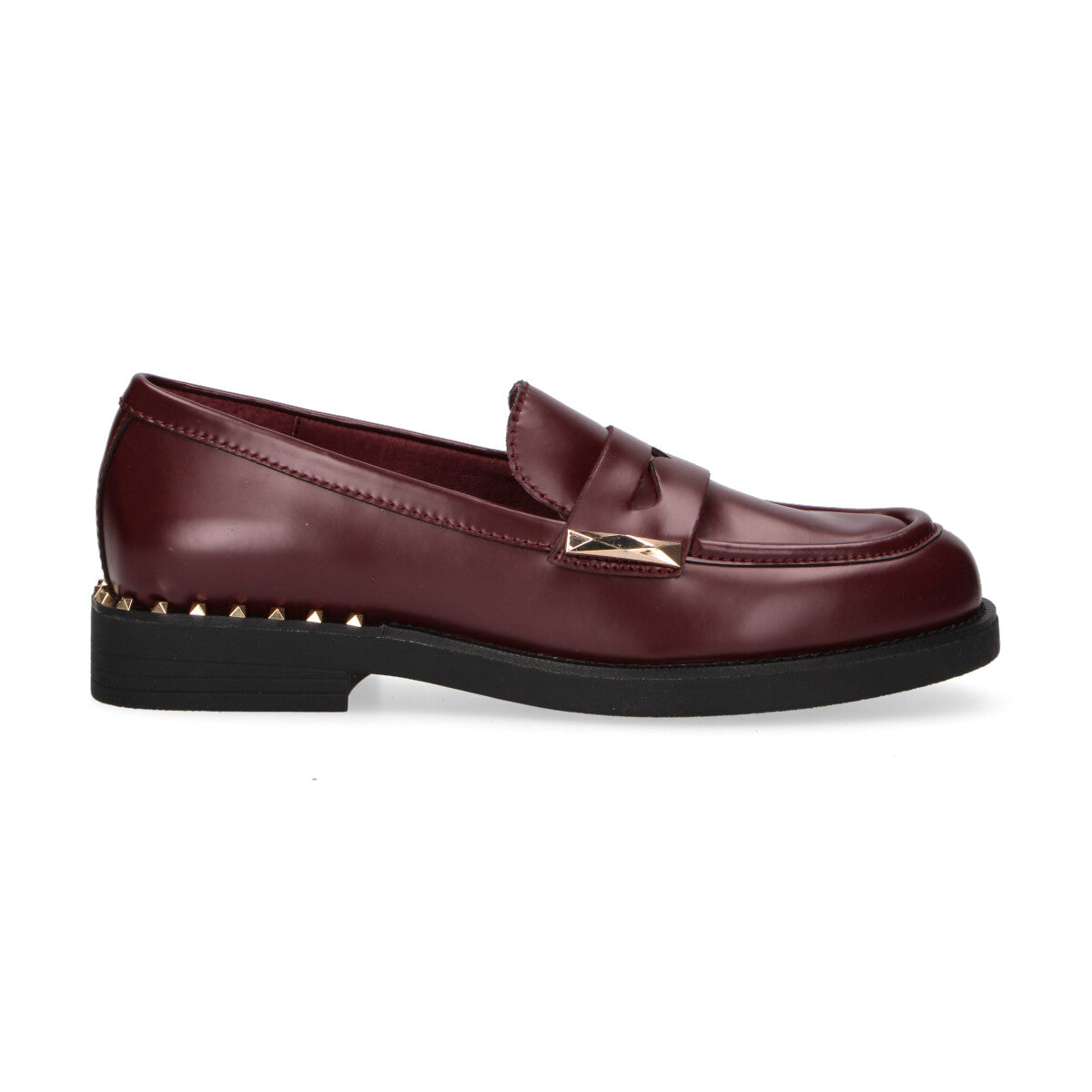 Ash mocassino con borchie in pelle bordeaux