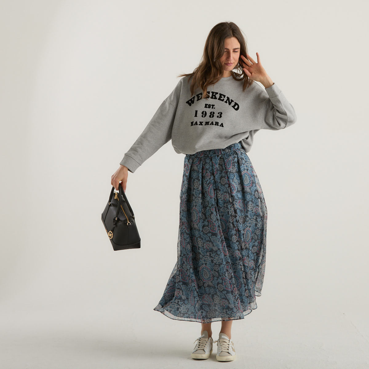 MaxMara gonna in seta stampata multicolor