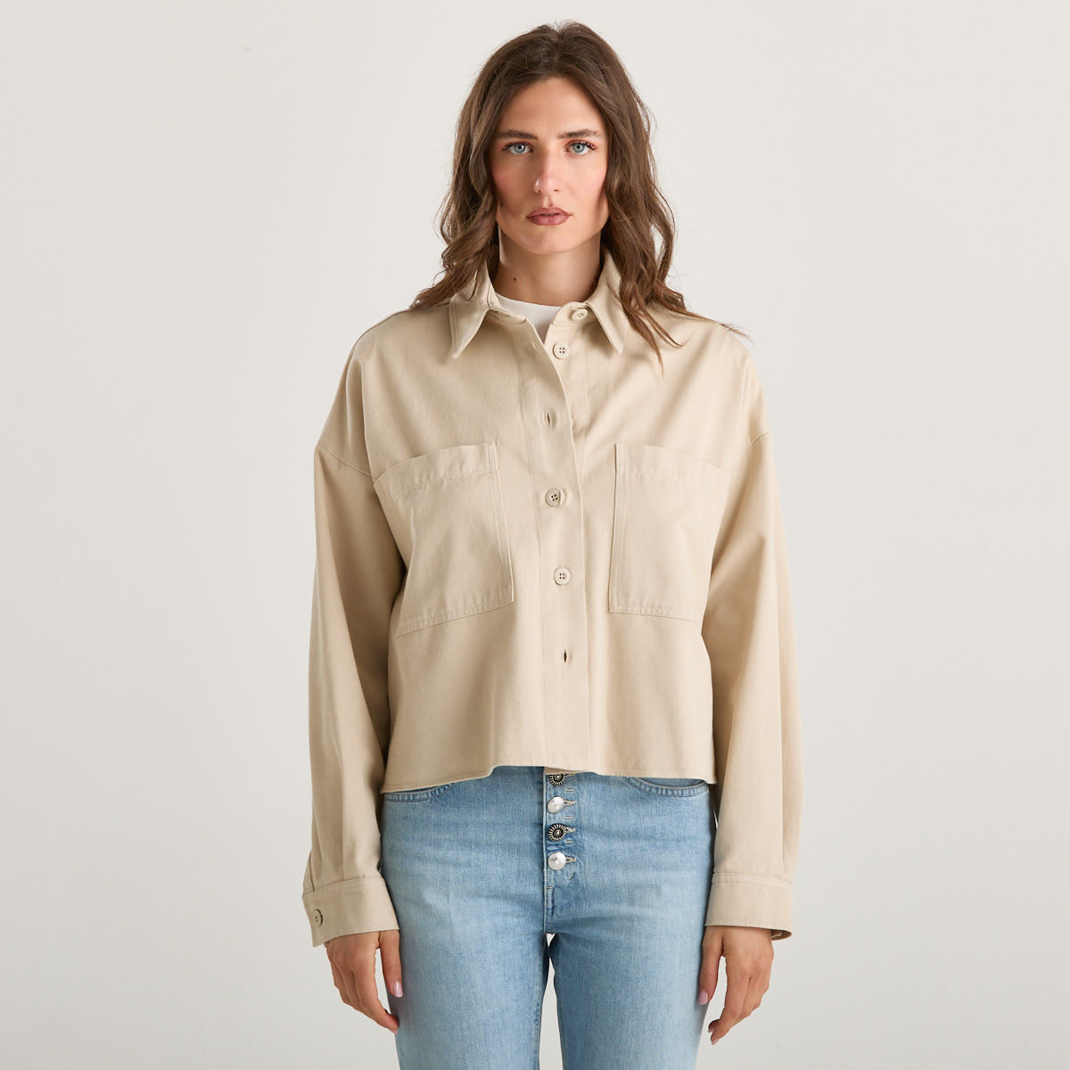 Maxmara giacca sahariana in denim beige