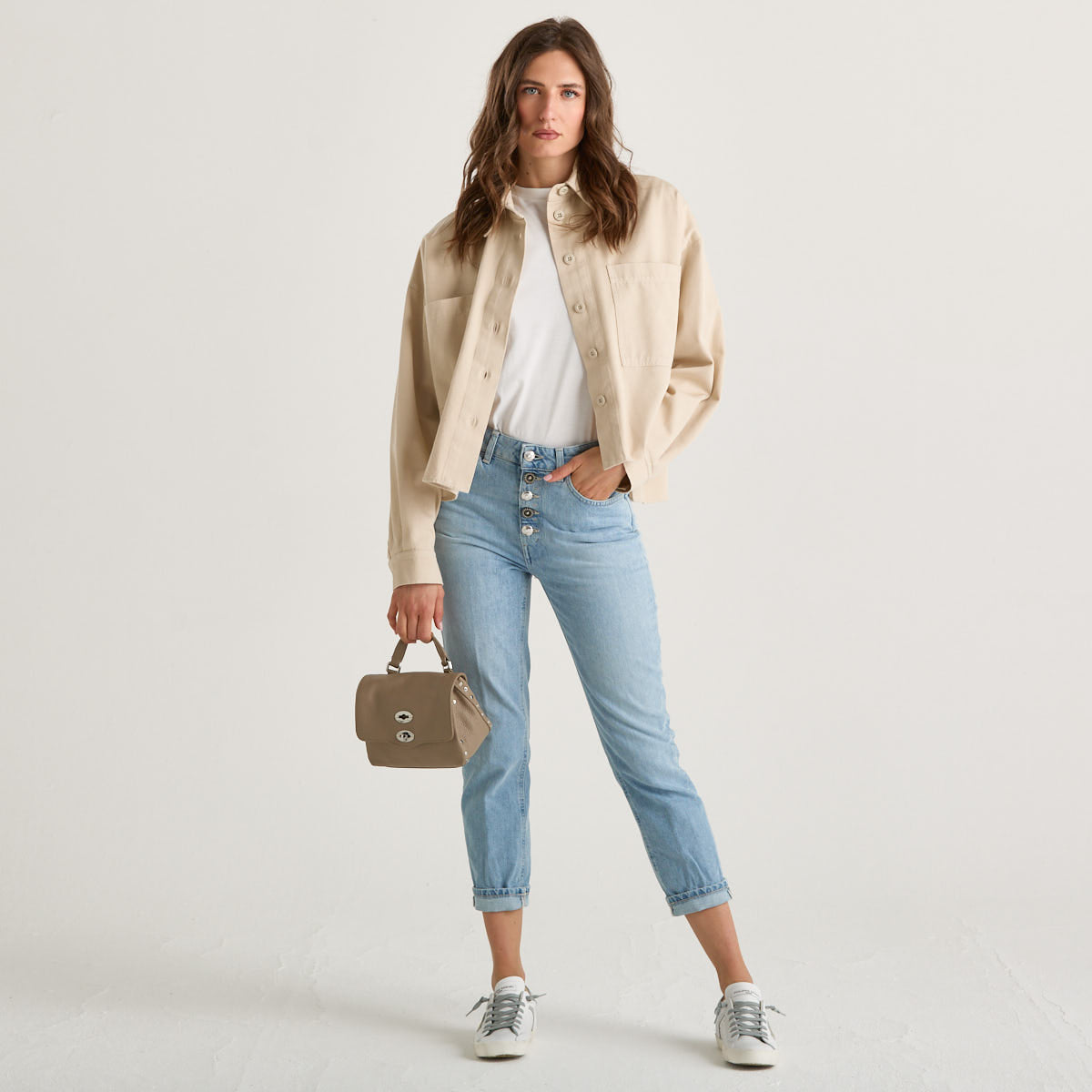 Maxmara giacca sahariana in denim beige