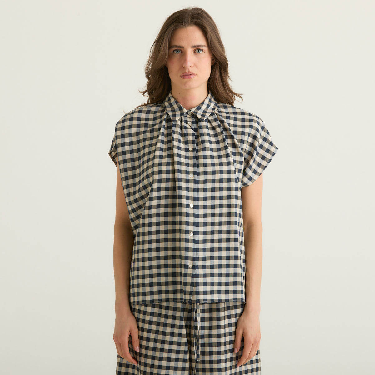 MaxMara camicia in cotone a quadri blu