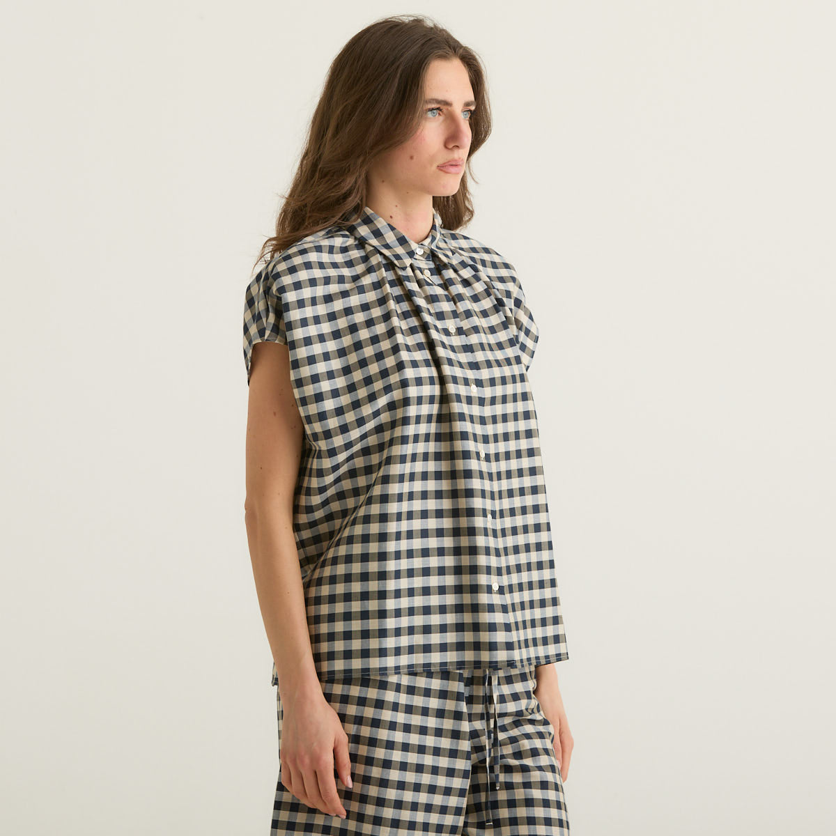 MaxMara camicia in cotone a quadri blu