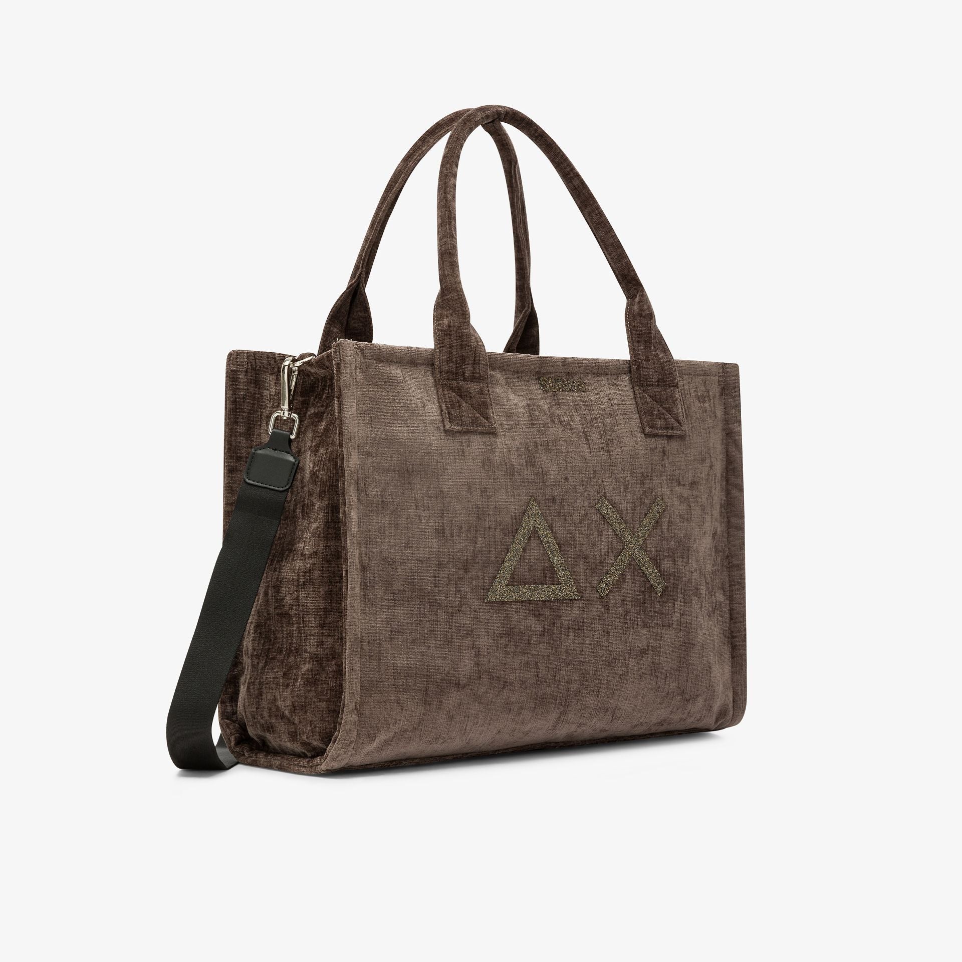 Sun68 Shopping bag large Cali in velluto fango